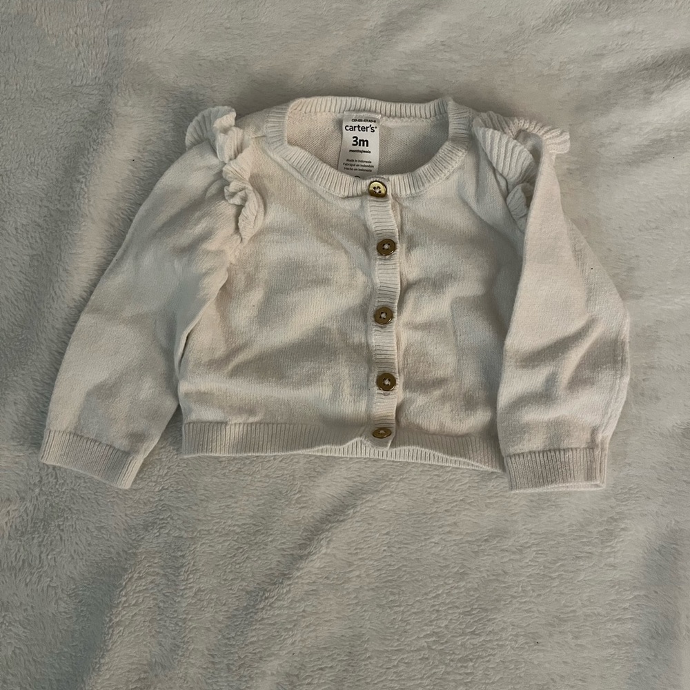 3 month Carter’s white button up sweater
